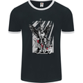 St. Michael Killing the Devil Christian God Mens Ringer T-Shirt FotL Black/White