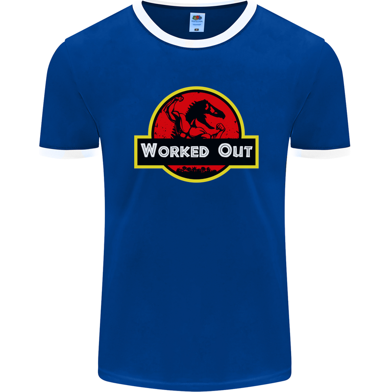 Gym Worked Out Training Top Fitness Mens Ringer T-Shirt FotL Royal Blue/White