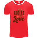 Christian Rooted in Love Christianity Jesus Mens Ringer T-Shirt FotL Red/White