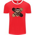 Skateboard Skull Skateboarding Mens Ringer T-Shirt FotL Red/White