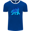 A Blue Flame Grizzly Bear Mens Ringer T-Shirt FotL Royal Blue/White