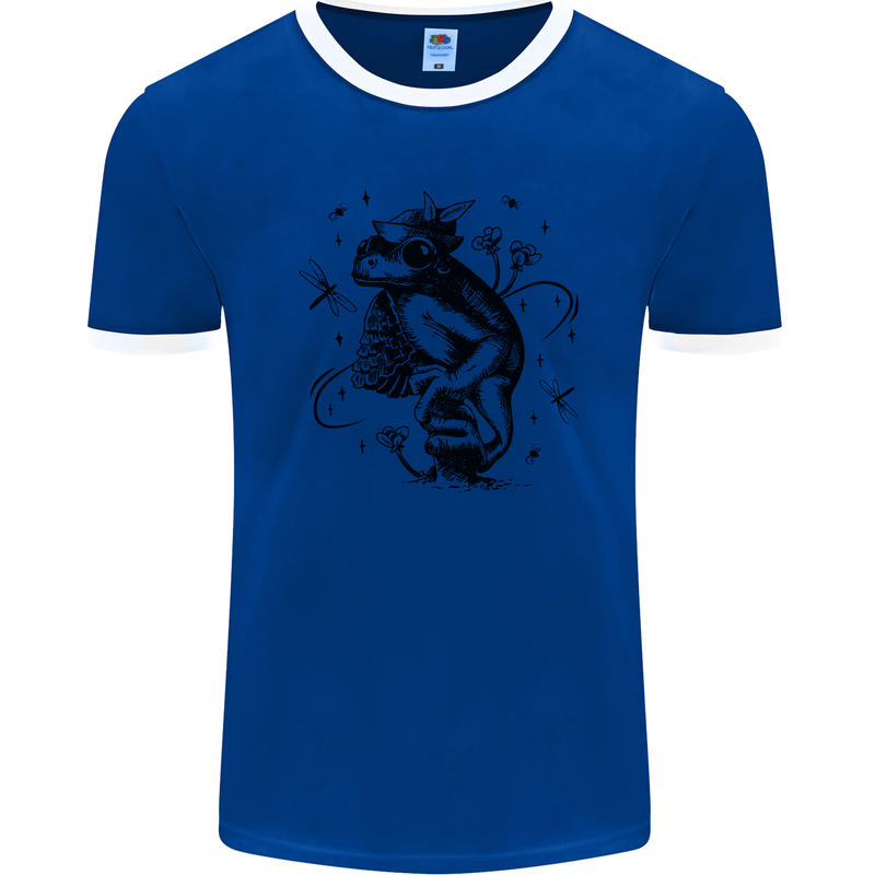 A Frog on a Mushroom Mens Ringer T-Shirt FotL Royal Blue/White