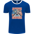 American USA Gamer Video Games Joypad Mens Ringer T-Shirt FotL Royal Blue/White