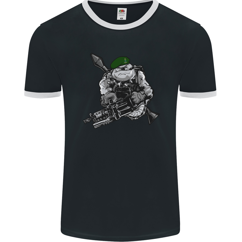 Royal Marine Bulldog Commando Soldier Mens Ringer T-Shirt FotL Black/White