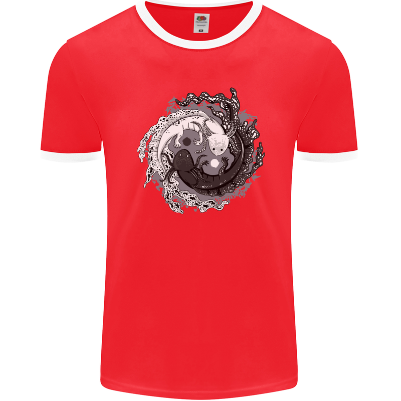 Axoloti Yin Yang Mens Ringer T-Shirt FotL Red/White