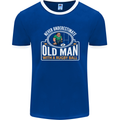 An Old Man With a Rugby Ball Player Funny Mens Ringer T-Shirt FotL Royal Blue/White