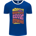 60s Keep the Love Flowing Funny Hippy Peace Mens Ringer T-Shirt FotL Royal Blue/White