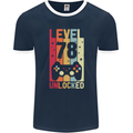 78th Birthday 78 Year Old Level Up Gamming Mens Ringer T-Shirt FotL Navy Blue/White