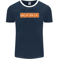 Coffee Periodic Table Chemistry Geek Funny Mens Ringer T-Shirt FotL Navy Blue/White