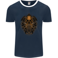 Cthulhu Octopus Kraken Devil Skull Demon Mens Ringer T-Shirt FotL Navy Blue/White