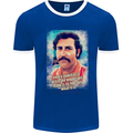 Pablo Escobar Quote Cocaine Drug Culture Mens White Ringer T-Shirt Royal Blue/White