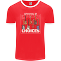 Guitar Important Choices Guitarist Music Mens Ringer T-Shirt FotL Red/White