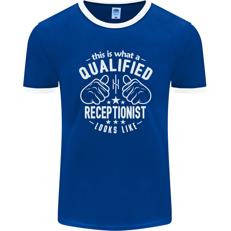 A Qualified Receptionist Looks Like Mens Ringer T-Shirt FotL Royal Blue/White