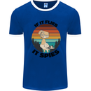 Conspiracy Theory If Flies it Spies Birds Funny Mens White Ringer T-Shirt Royal Blue/White
