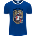 Knights Templar St Georges Day England Mens White Ringer T-Shirt Royal Blue/White