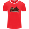 Motorcycle and Sidecar Biker Motorbike Mens Ringer T-Shirt FotL Red/White