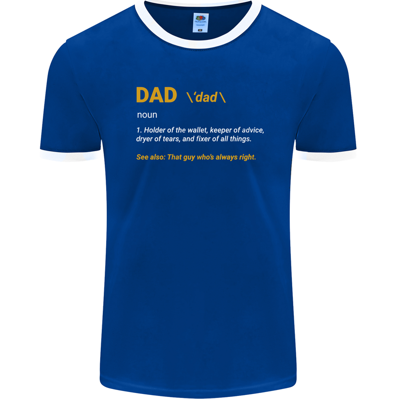 Dad Definition Funny Father's Day Mens Ringer T-Shirt FotL Royal Blue/White