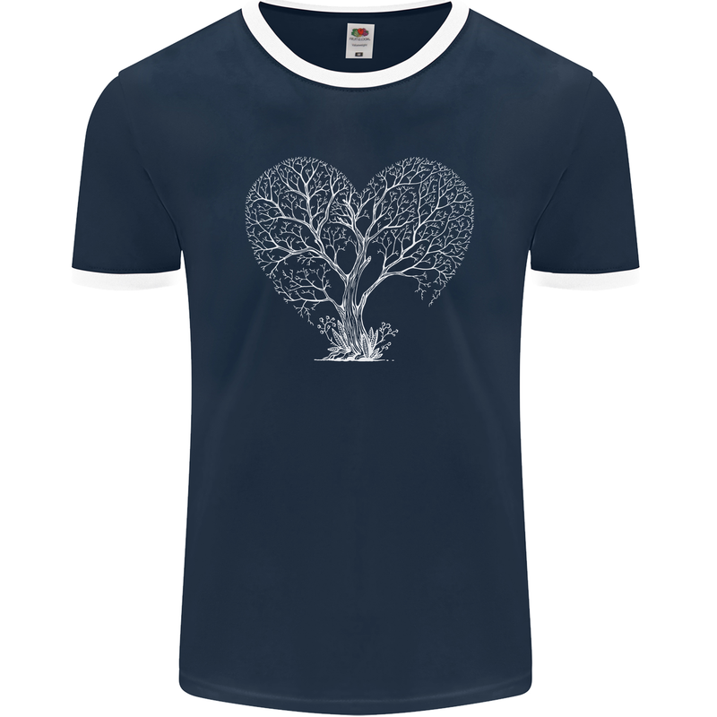 Love Tree Heart Aborist Ecology Environment Mens Ringer T-Shirt FotL Navy Blue/White