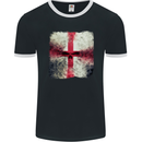 Dissolving England Flag St. George's Skull Mens Ringer T-Shirt FotL Black/White