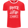 Biker Uncle Like a Normal Uncle's Day Funny Mens Ringer T-Shirt FotL Red/White