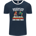 Weekend Forecast Rugby Funny Beer Alcohol Mens Ringer T-Shirt FotL Navy Blue/White