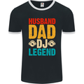 Husband Dad DJ Legend Fathers Day Mens Ringer T-Shirt FotL Black/White