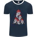 Santa Clause Christmas Tree Mens Ringer T-Shirt FotL Navy Blue/White