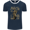 Riders Inc Motorcycle Cafe Racer Biker Bike Mens Ringer T-Shirt FotL Navy Blue/White