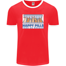 Bunny Rabbit Happy Pills Antidepressant Mens Ringer T-Shirt FotL Red/White