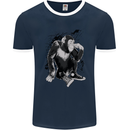 Chilled Out Chimp Chimpanzee Monkey Mens Ringer T-Shirt FotL Navy Blue/White