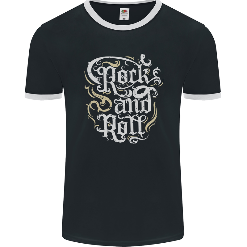 A Rock n Roll Design Mens Ringer T-Shirt FotL Black/White