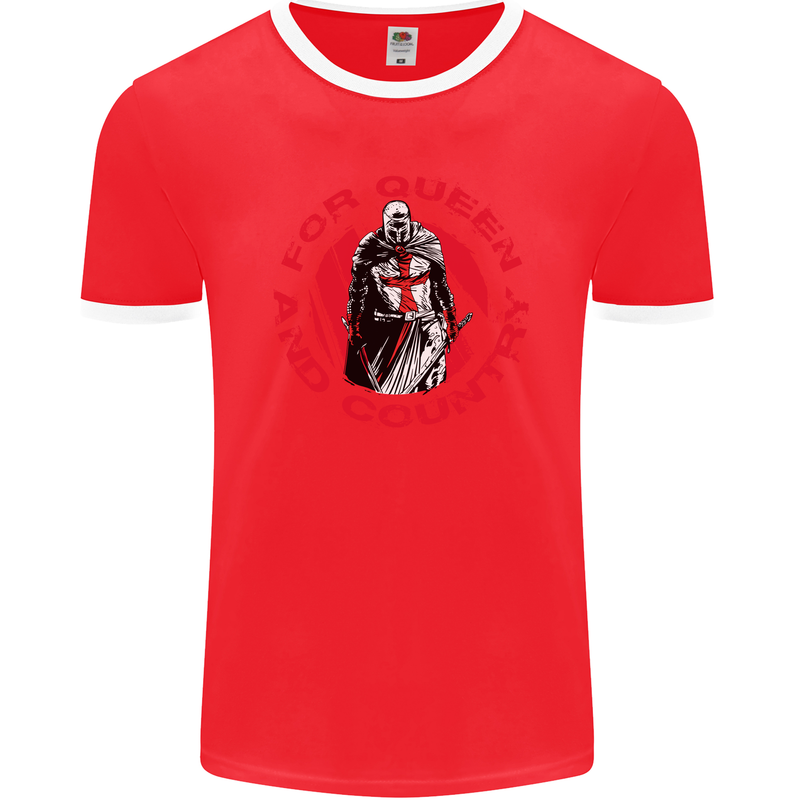 St Georges Day For Queen & Country England Mens Ringer T-Shirt FotL Red/White