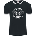 Cupid Is Stupid Funny Anti Valentines Day Mens Ringer T-Shirt FotL Black/White