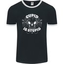 Cupid Is Stupid Funny Anti Valentines Day Mens Ringer T-Shirt FotL Black/White