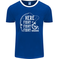 Here Fishy Fishy Funny Fishing Fisherman Mens Ringer T-Shirt FotL Royal Blue/White