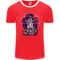 Demonic Satanic Rabbit With Skulls Mens Ringer T-Shirt FotL Red/White
