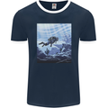 A Deep Sea Scuba Diver Diving Mens Ringer T-Shirt FotL Navy Blue/White