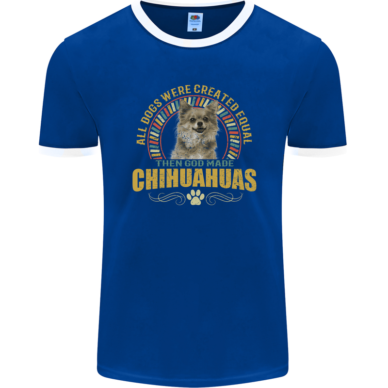 A Chihuahua Dog Mens Ringer T-Shirt FotL Royal Blue/White