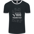 40th Birthday 40 Year Old Geek Funny Maths Mens Ringer T-Shirt FotL Black/White