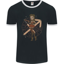 Sagittarius Steampunk Woman Zodiac Mens Ringer T-Shirt FotL Black/White