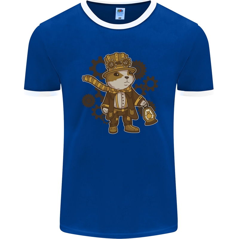 Steampunk Hamster Mens Ringer T-Shirt FotL Royal Blue/White