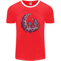 Trippy Magic Mushroom Moon LSD Psychedelic Mens Ringer T-Shirt FotL Red/White