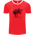 Dancing Musical Elephant Ghetto Blaster Mens White Ringer T-Shirt Red/White