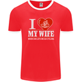 Cycling I Love My Wife Cyclist Funny Mens Ringer T-Shirt FotL Red/White