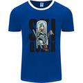 Ski Queen Funny Skiing Mens Ringer T-Shirt Royal Blue/White