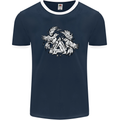 Vikings Valknut Symbol With Ravens Mens Ringer T-Shirt FotL Navy Blue/White
