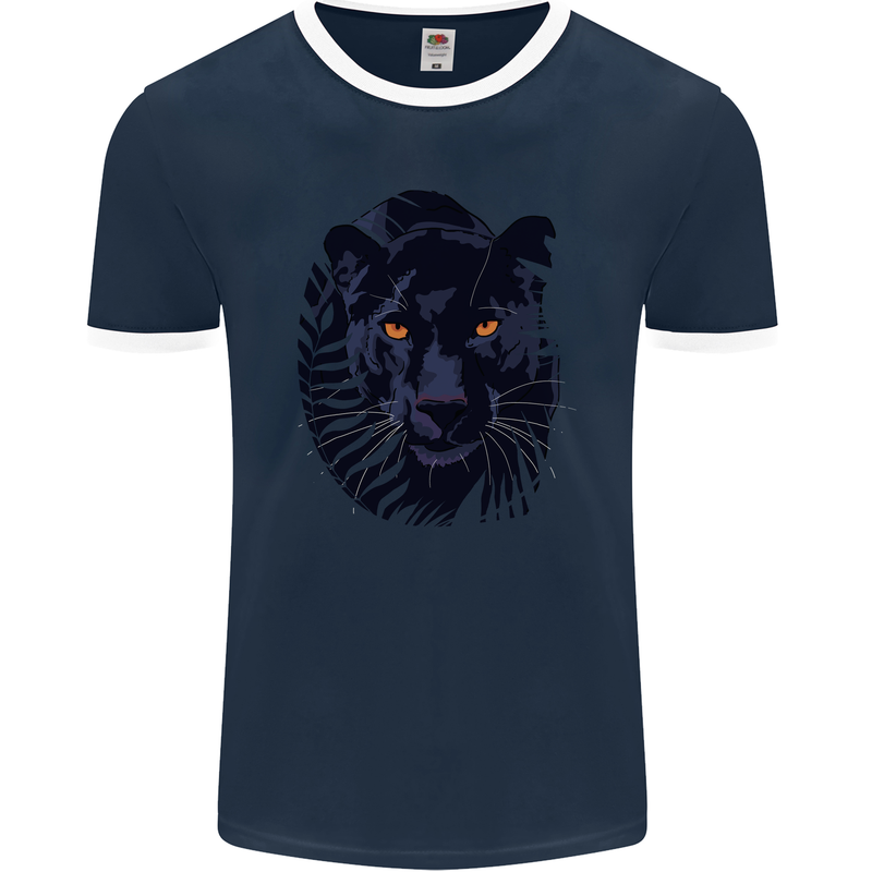 A Black Panther Mens Ringer T-Shirt FotL Navy Blue/White