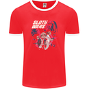 Sloth Wars Funny TV & Movie Parody Mens Ringer T-Shirt FotL Red/White