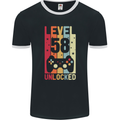 58th Birthday 58 Year Old Level Up Gamming Mens Ringer T-Shirt FotL Black/White