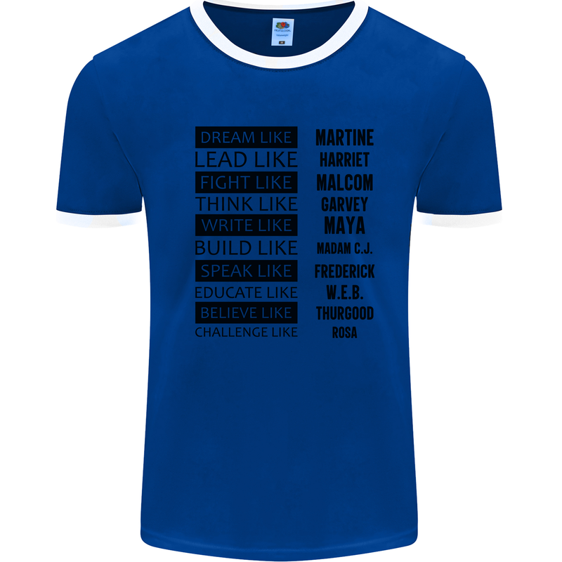 Dream Like Black Lives Matter History Month Mens White Ringer T-Shirt Royal Blue/White